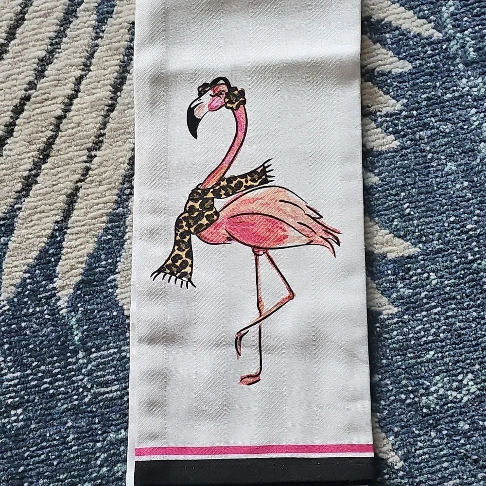 Flamingo Print hand towel